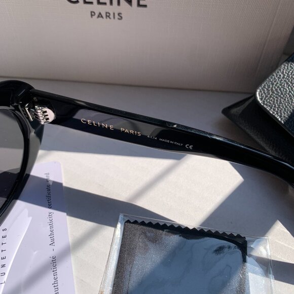 Like New Celine CL40194U Oval Sunglasses | Black Triomphe Logo - Picture 4 of 6
